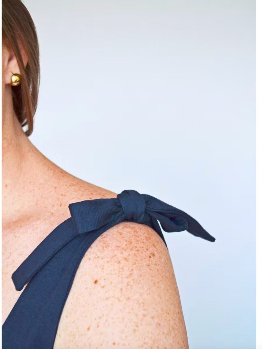 Purest Form Edie Dress Navy 95% cotton jersey knit formal dress scoop neck - Picture 4 of 6